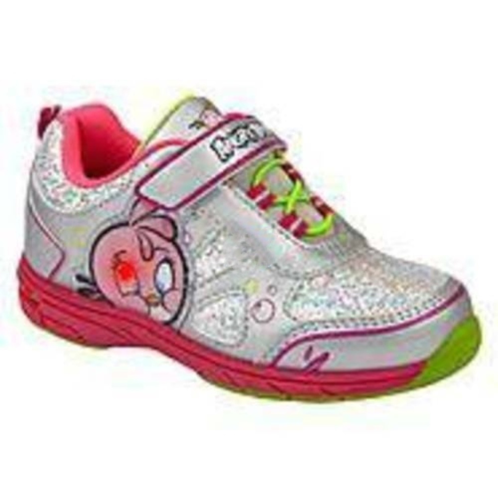 Toddler Girls Sneakers Angry Birds Light Up 11 Silver Pink Rovio Running Shoes